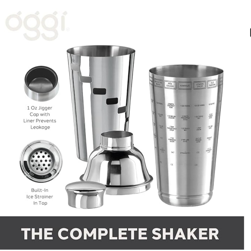 OGGI
1 Liter/ (34 oz)  Dial-a-Drink Cocktail Shaker